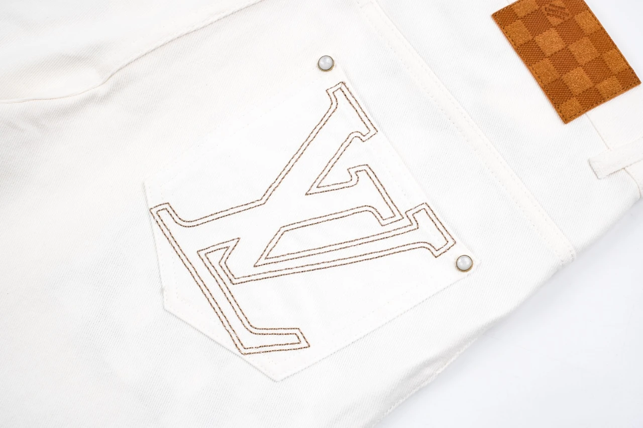 Louis Vuitton Off White Back Pocket Stitch Monogram Denim Pants product photo from LabelPicks
