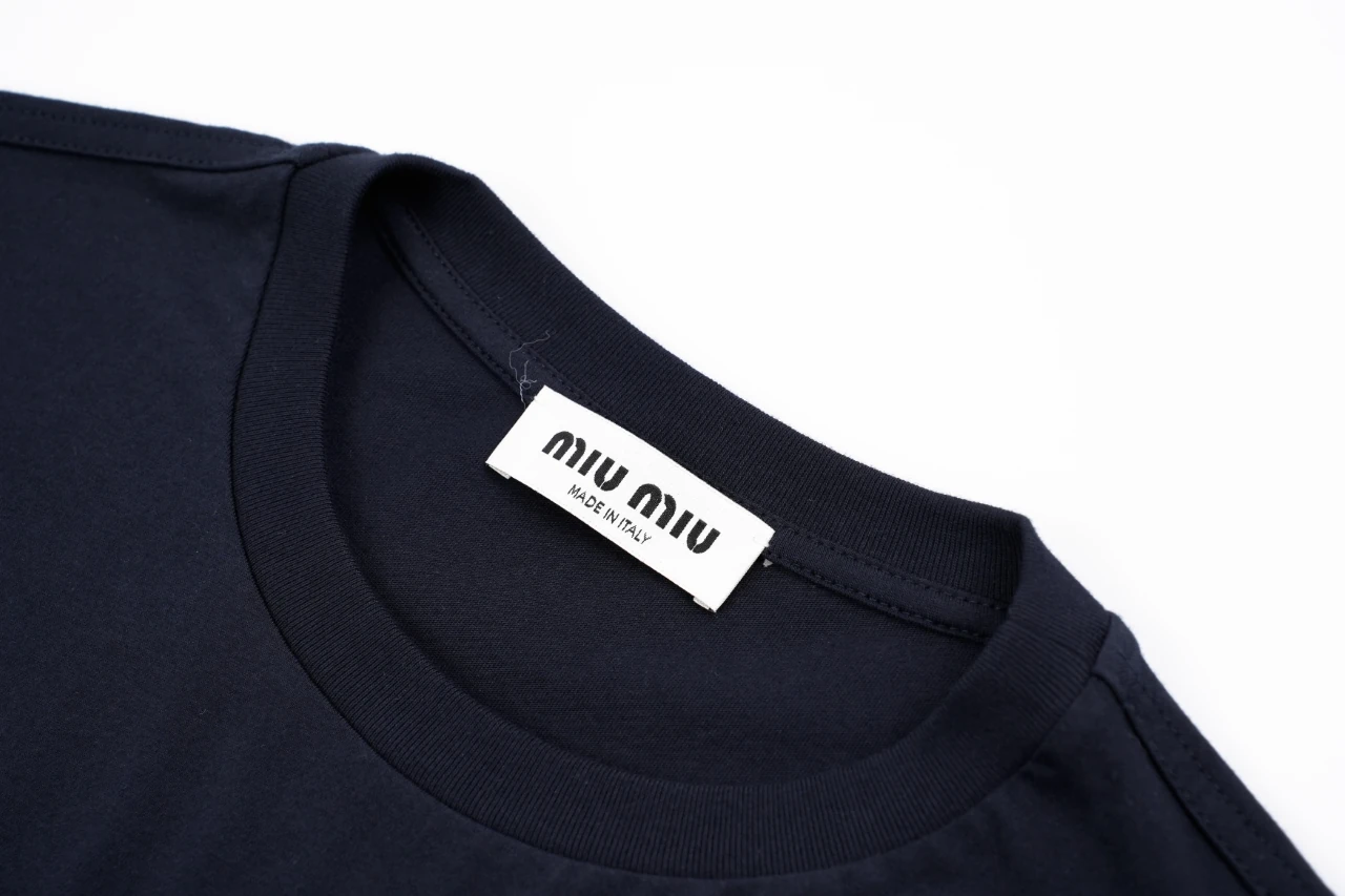 Miu Miu Navy Small Embroidered Crewneck Long Sleeve T-Shirt product photo from LabelPicks