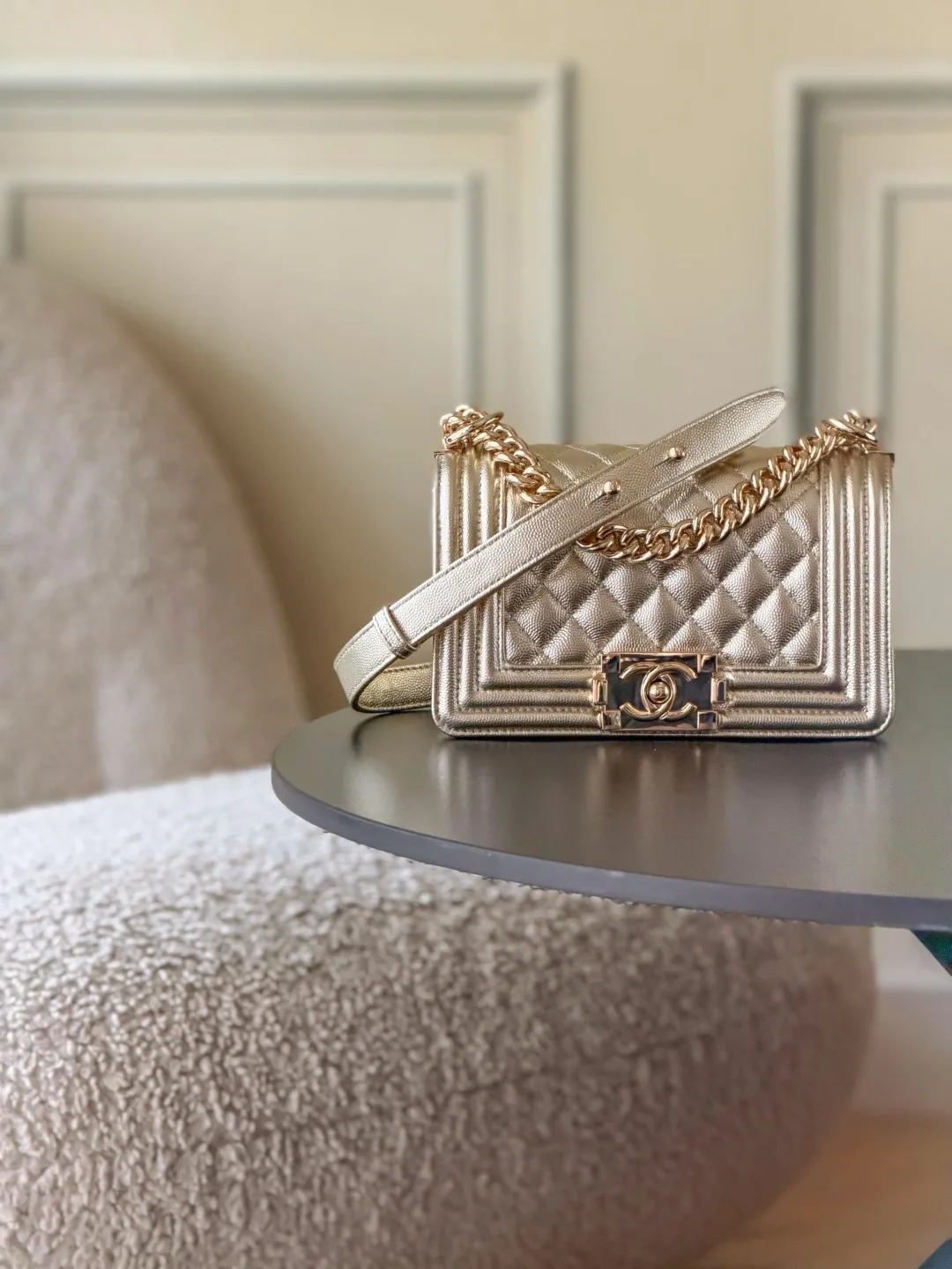 Chanel Gold Quilted Leather Crossbody Bag product photo from LabelPicks