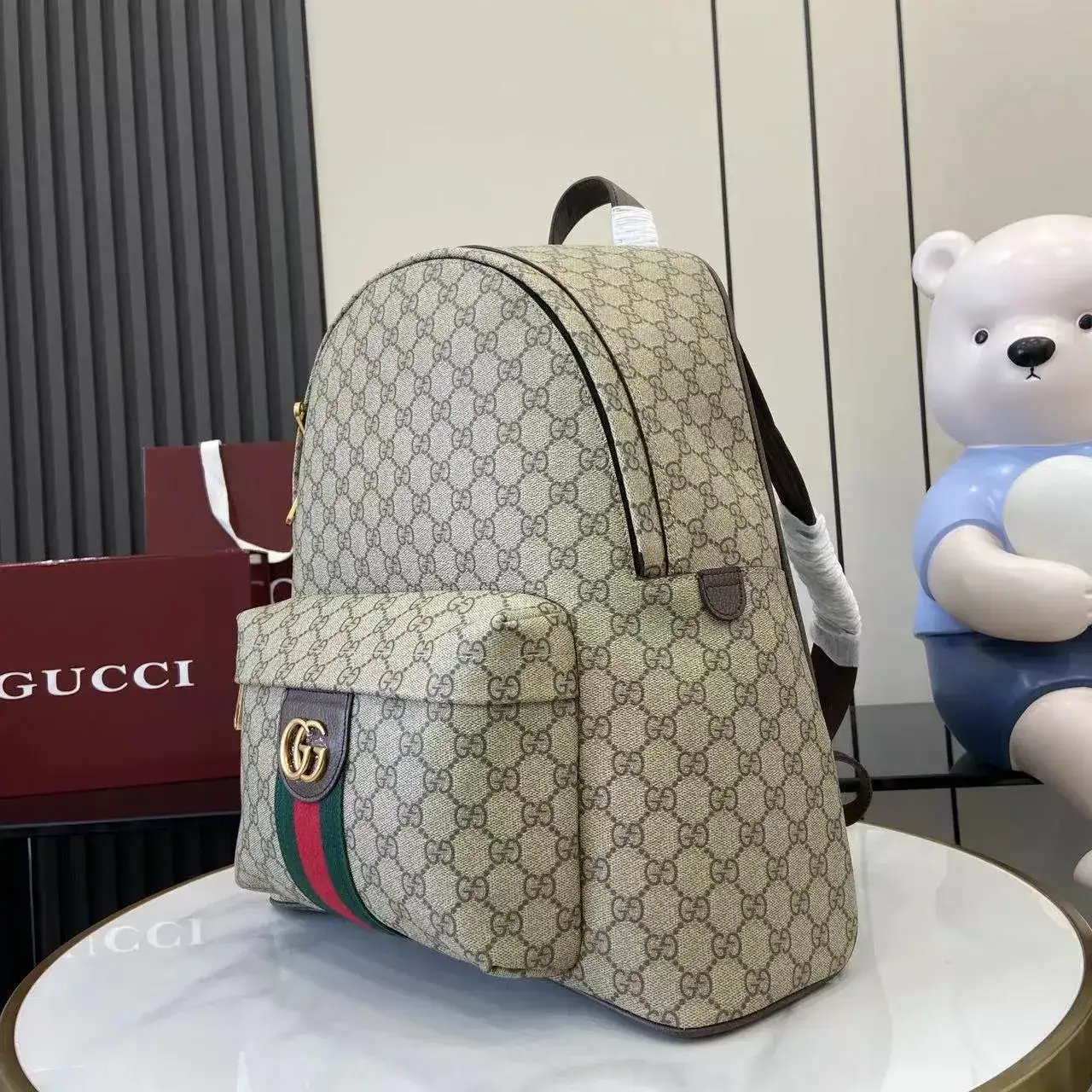 Gucci Ophidia Brown GG Supreme Canvas Backpack product photo from LabelPicks