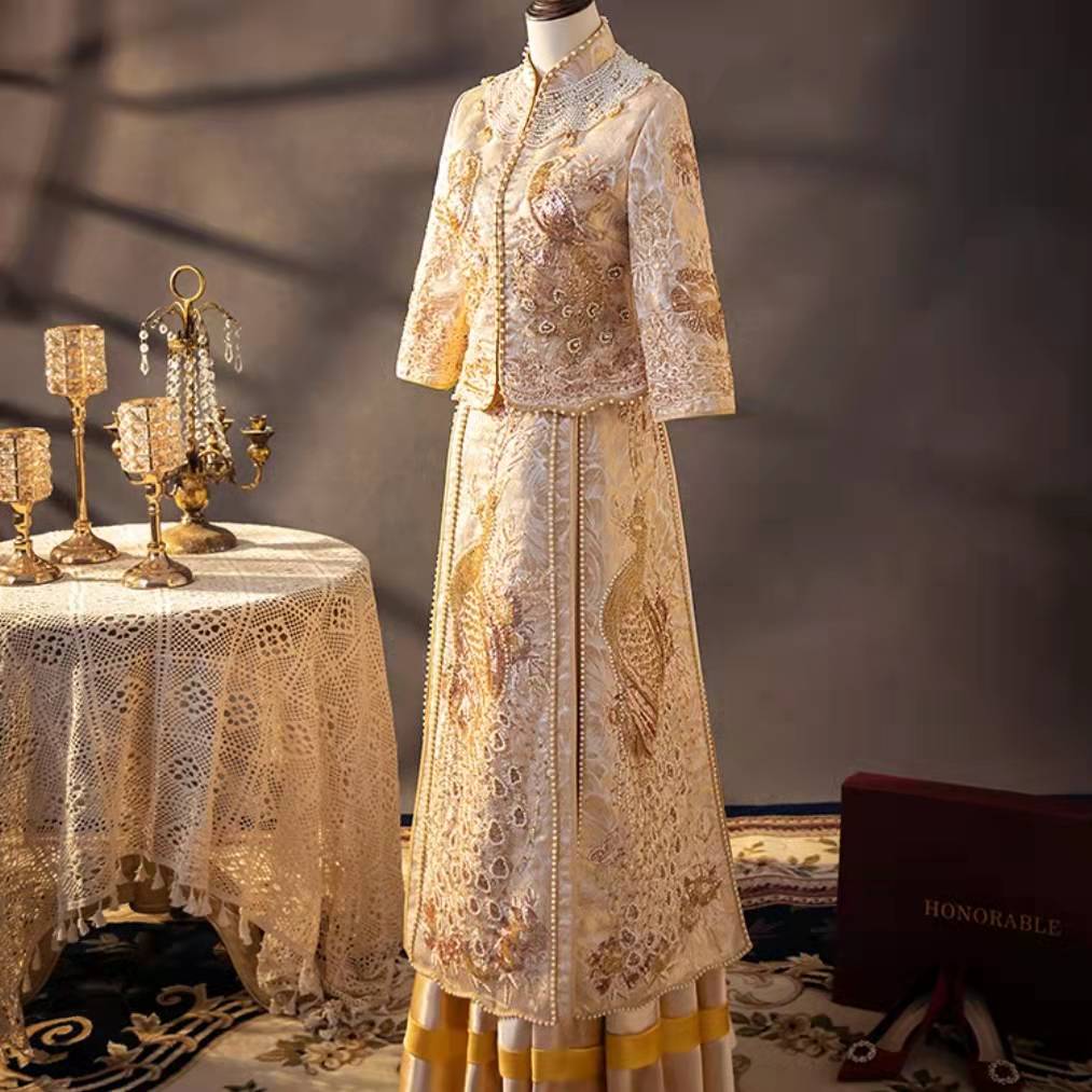 Xiuhe Wedding Bride 2021 New Chinese Wedding Toast Wedding Dress（Fully manual high-end customization）