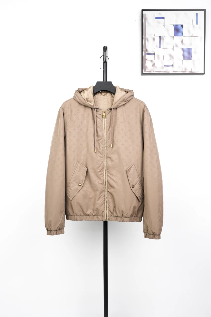 Louis Vuitton Khaki Embossed Hooded Padded Jacket product photo from LabelPicks