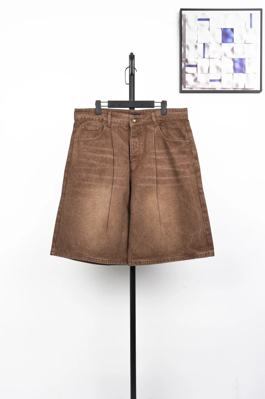 Louis Vuitton Brown Signature Embroidered Denim Shorts product photo from LabelPicks