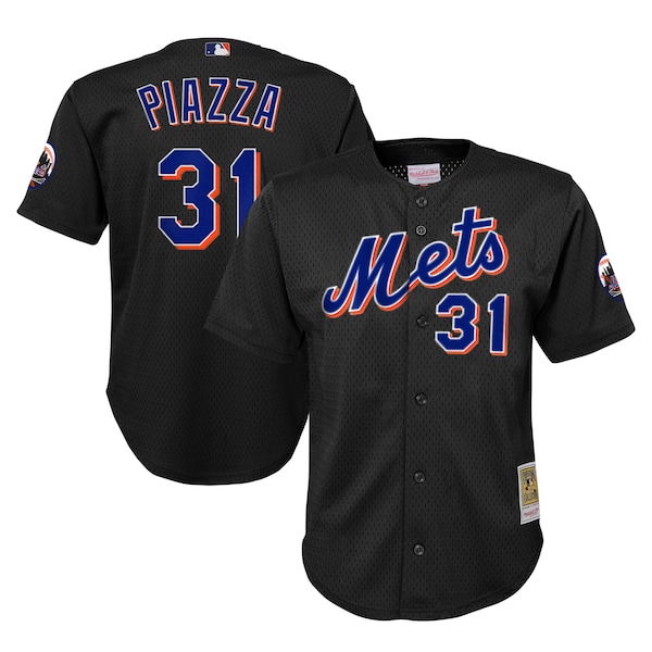 Mike Piazza New York Mets Youth Cooperstown Collection Mesh Batting Practice Jersey - Black