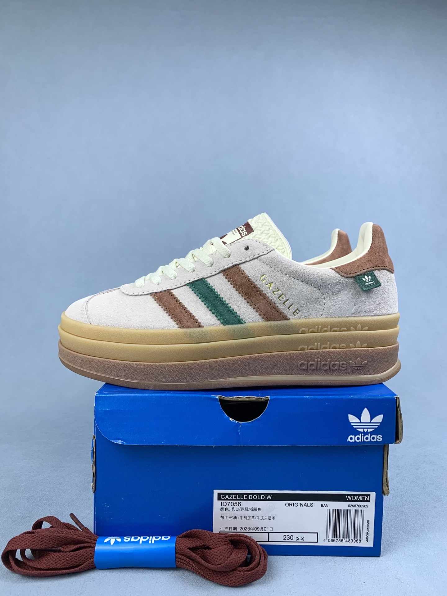 adidas Gazelle Bold Cream White Collegiate Green Shoes