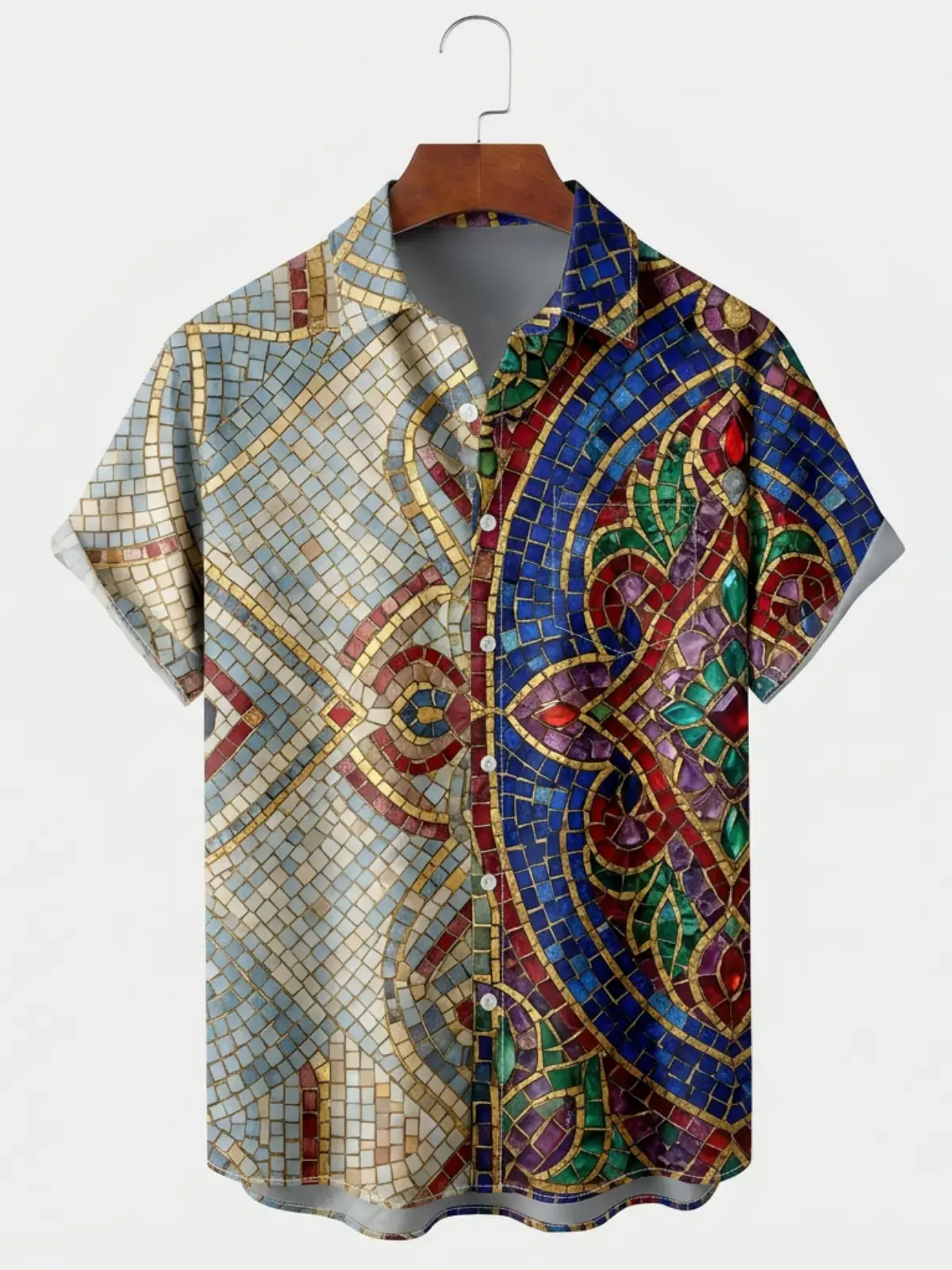 Men's printed shirts Colorful Mosaic Tile Art Aloha Shirt