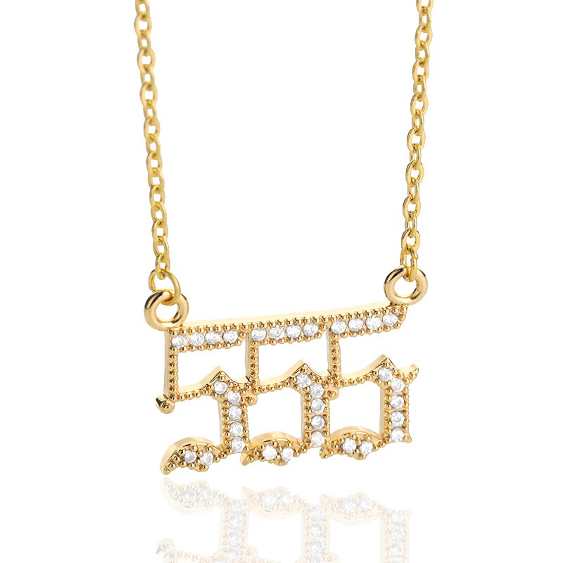 111-999 Angel Number Necklace with Bling Zirconia