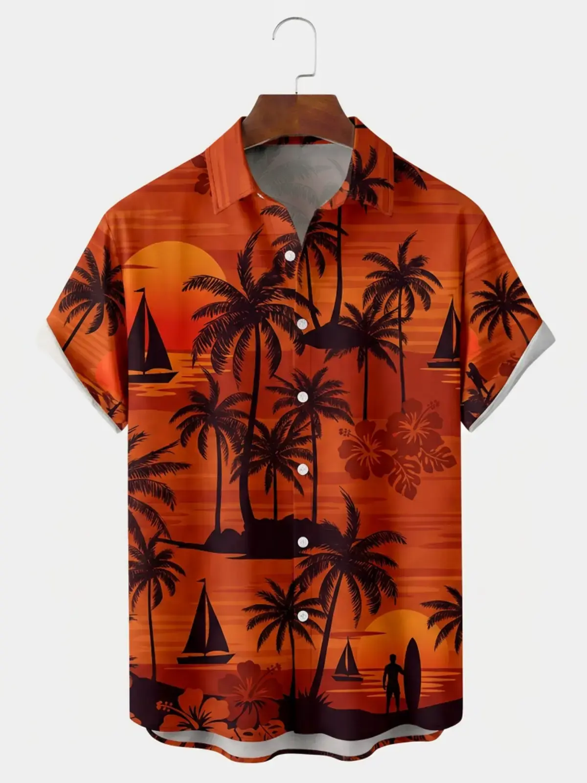 Men's printed shirts Sunset Palm Silhouette Hawaiian Shirt