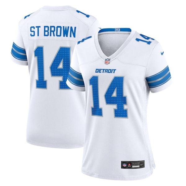 Amon-Ra St. Brown Detroit Lions Nike Women's White Game Jersey - White/Blue