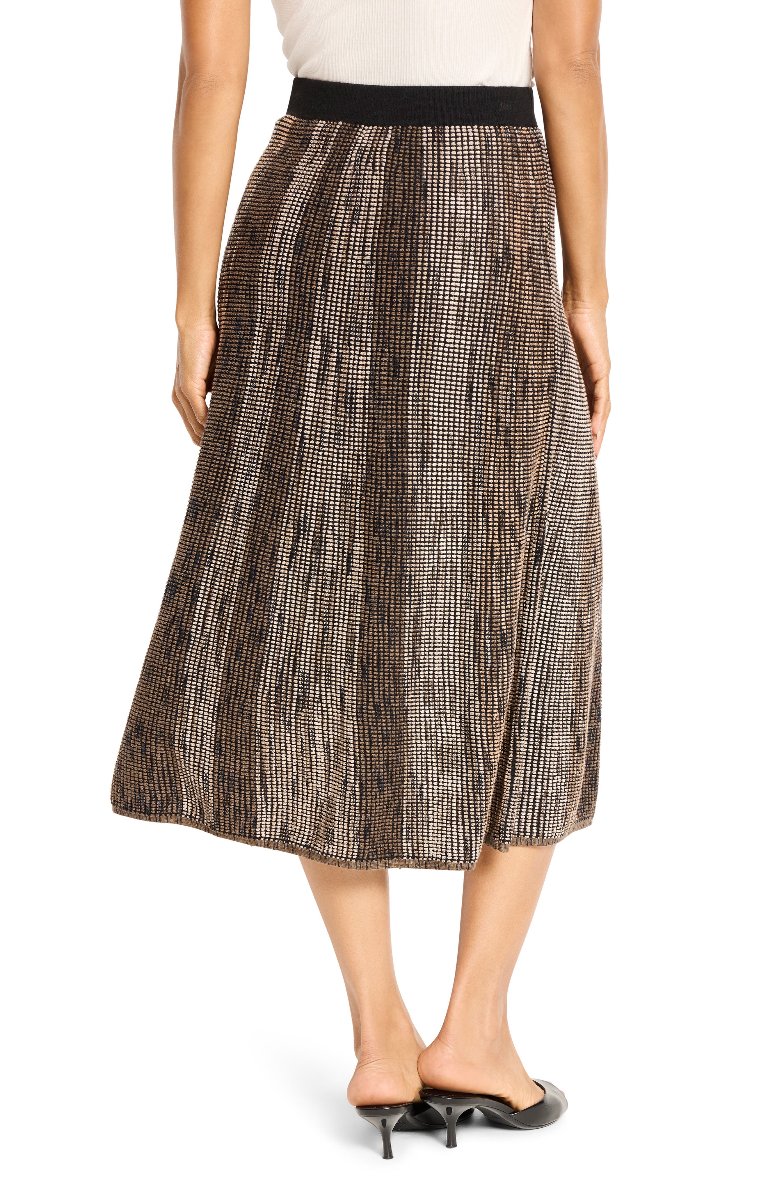 NIC+ZOE Ombré Pixel Metallic Knit Midi Skirt