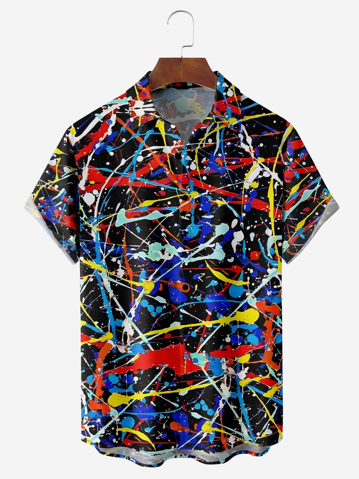 Moisture-wicking Abstract Geometric Chest Pocket Casual Shirt