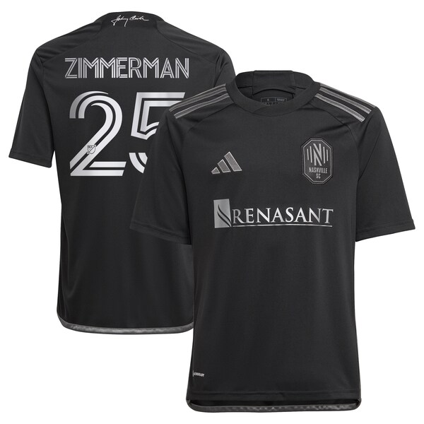 Walker Zimmerman Nashville SC adidas Youth 2024 Man In Black Kit Replica Player Jersey - Black