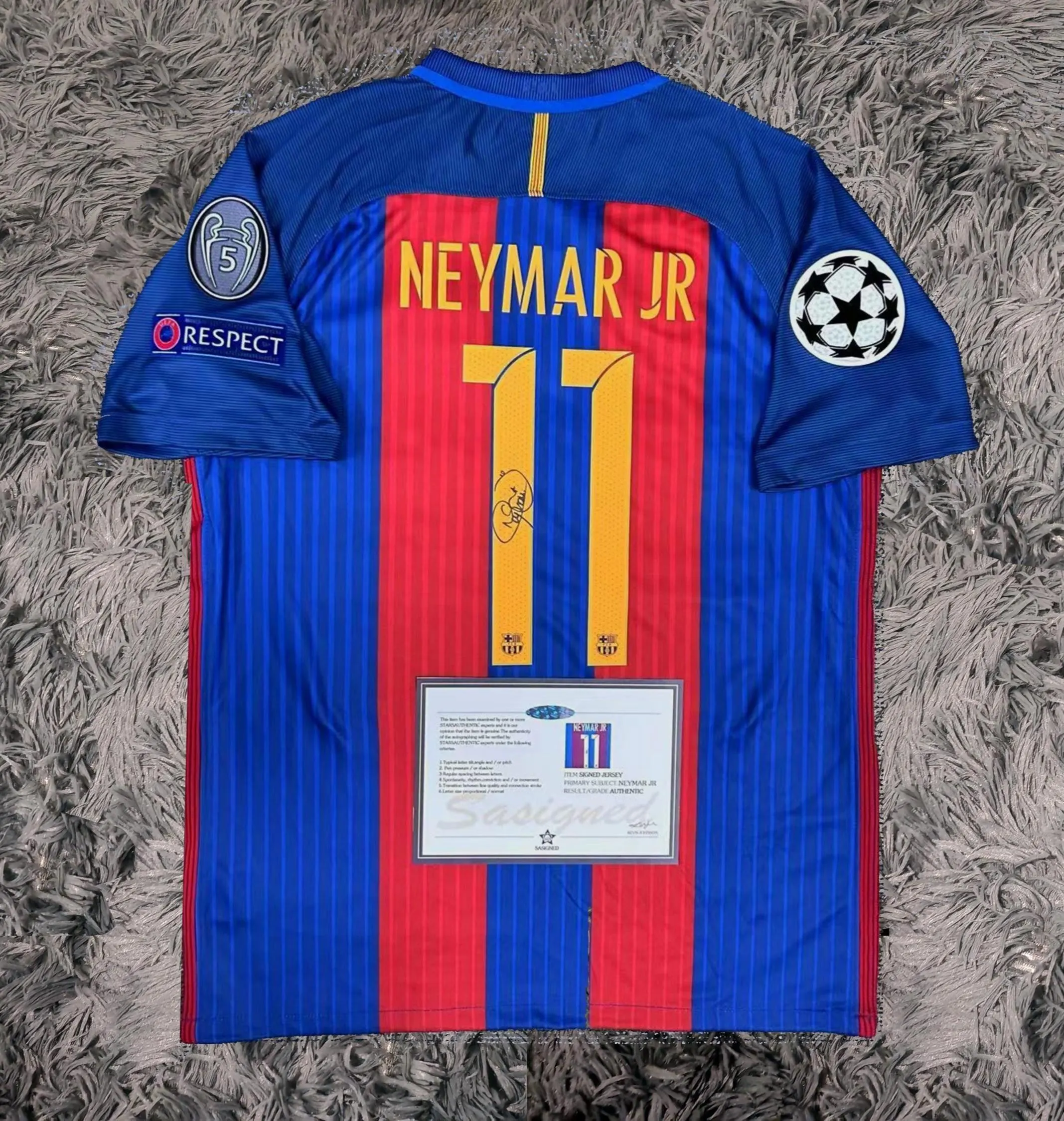 Neymar Jr SIGNED Barcelona 16/17 Home Jersey/Shirt - COA - 2016