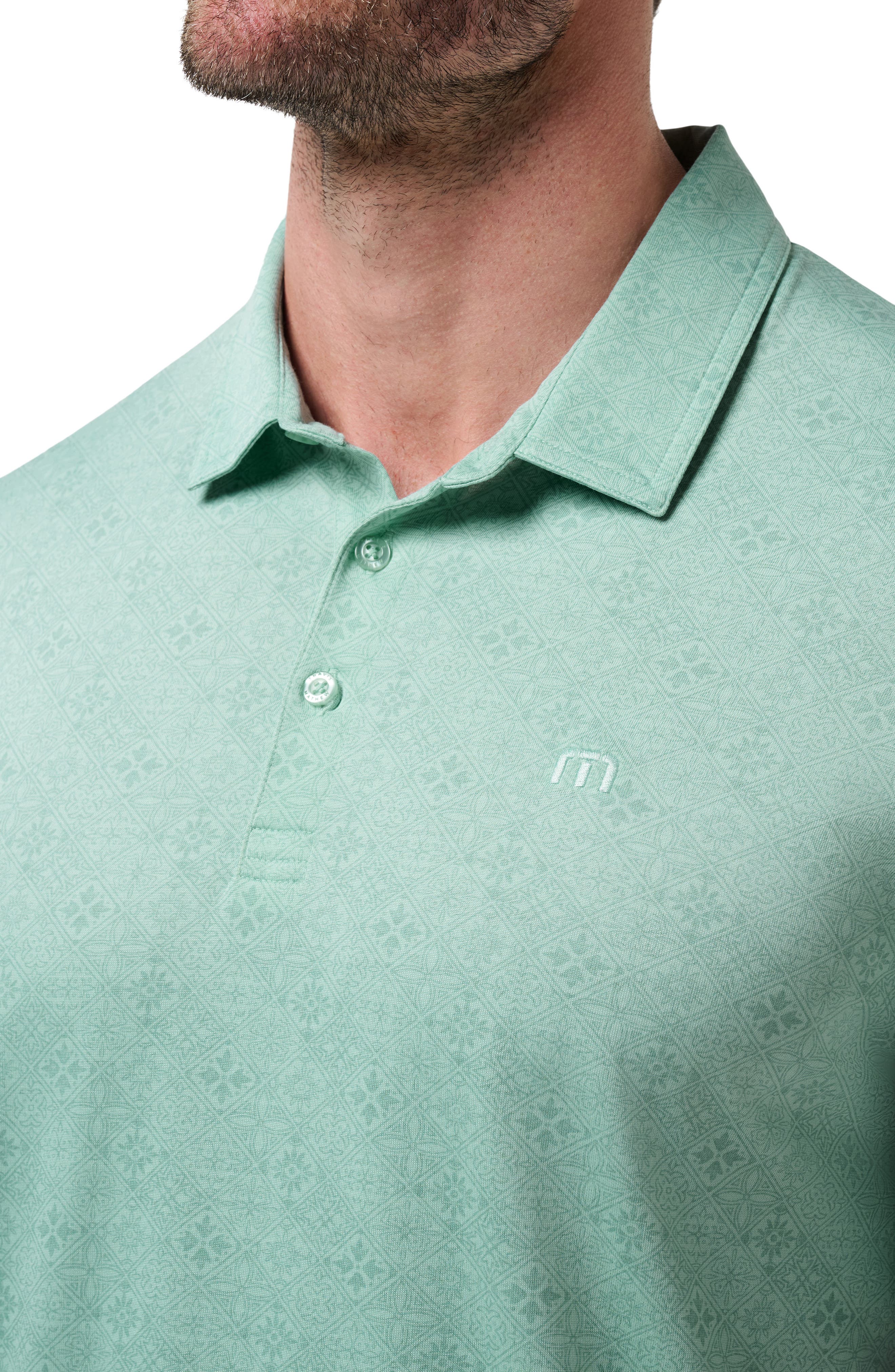 TravisMathew Acropolis Geo Print Cotton Blend Polo