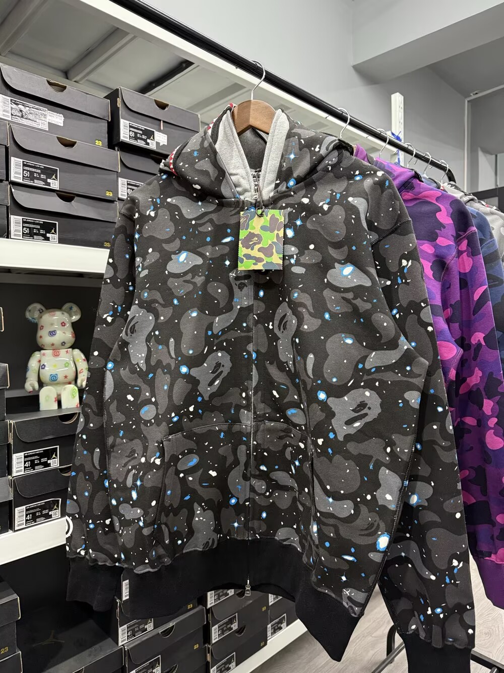 BAPE Space Camo Shark Full Zip Hoodie Black