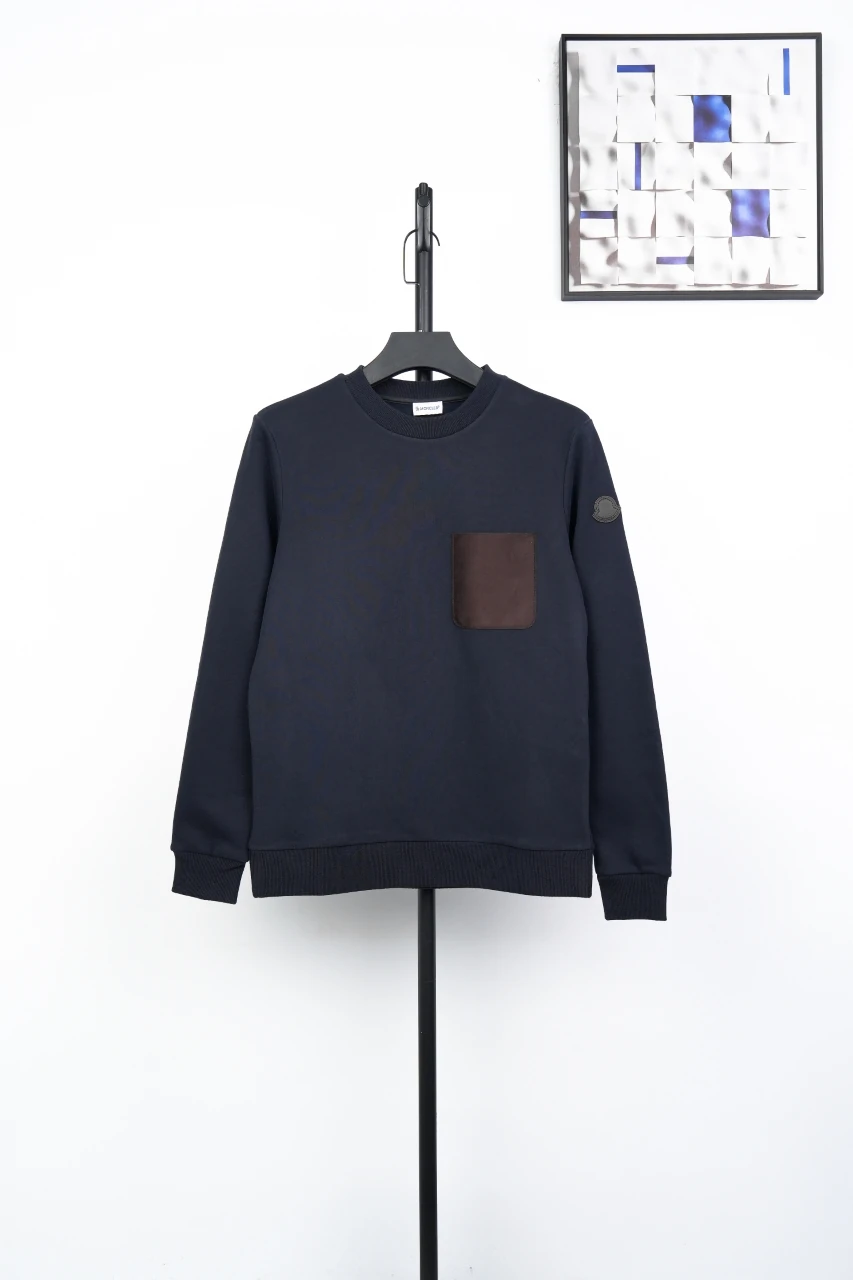 Moncler Navy Leather-Patch Crewneck Sweatshirt product photo from LabelPicks