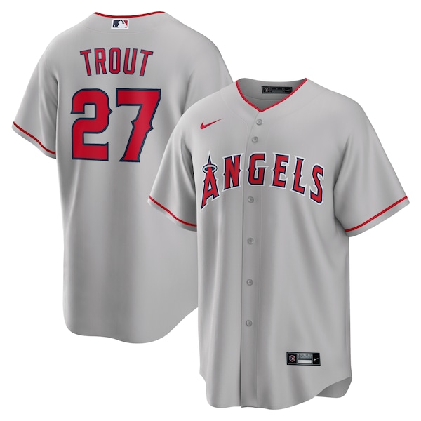 Mike Trout Los Angeles Angels Nike Road Replica Player Name Jersey - Silver/Red/White