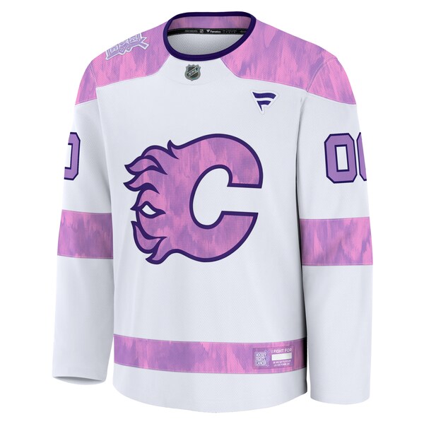 Calgary Flames  2024 Hockey Fights Cancer Custom Practice Jersey - White