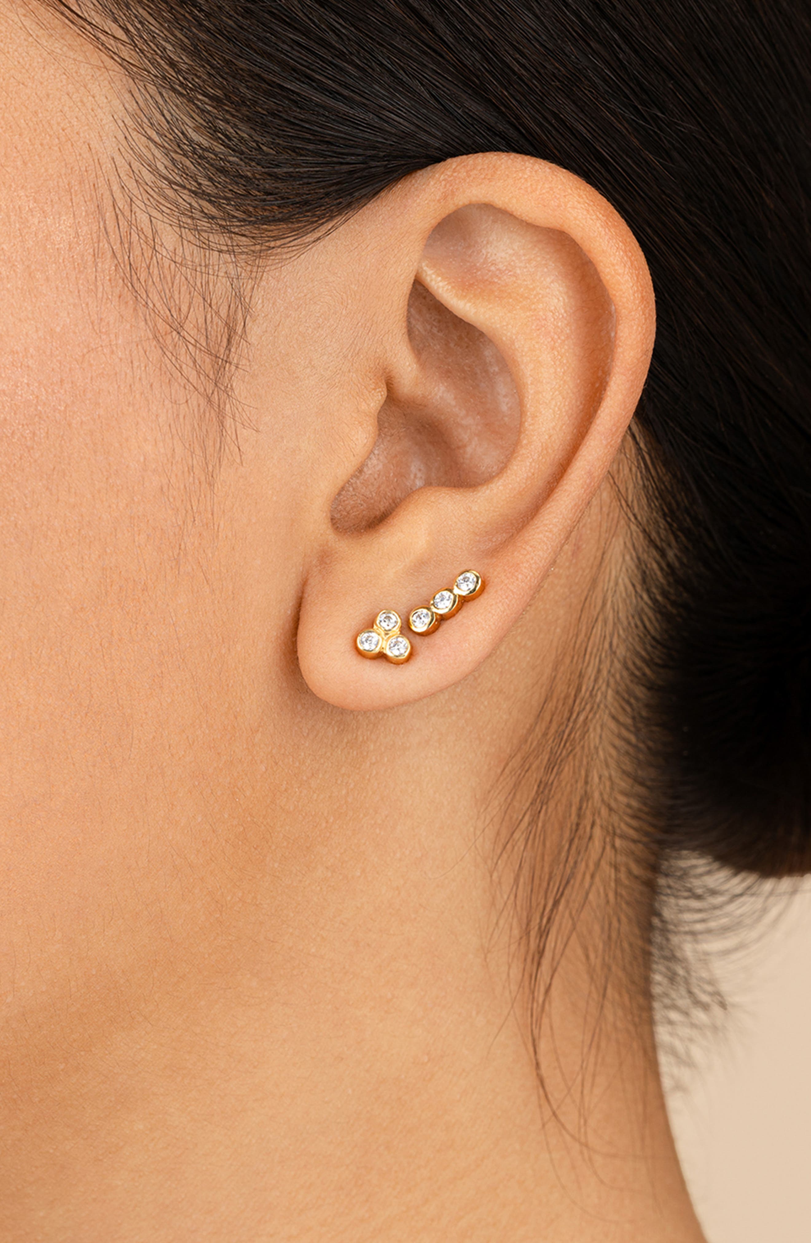 Sterling Forever 14K Gold Plated Sterling Silver 2-Piece Bezel Stud Set