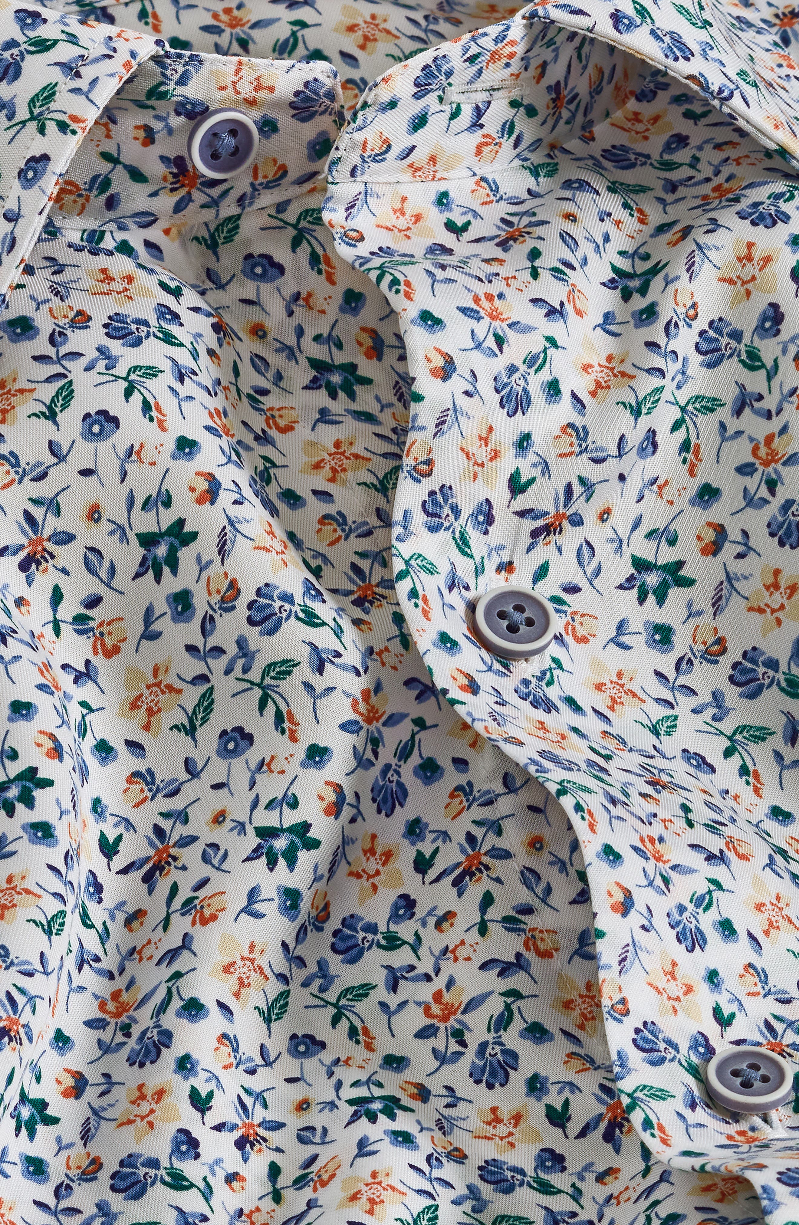 David Donahue Floral Print Short Sleeve Button-Up Shirt