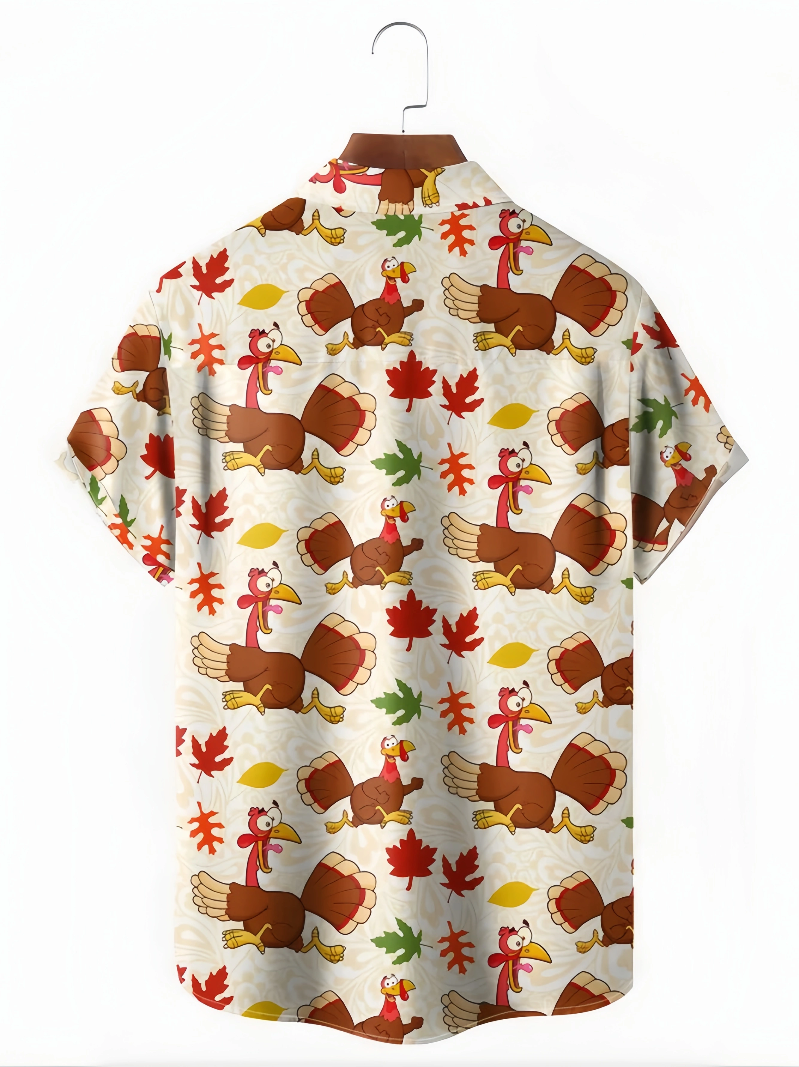 Thanksgiving Turkey Chest Pocket Short Sleeve Casual Shirt