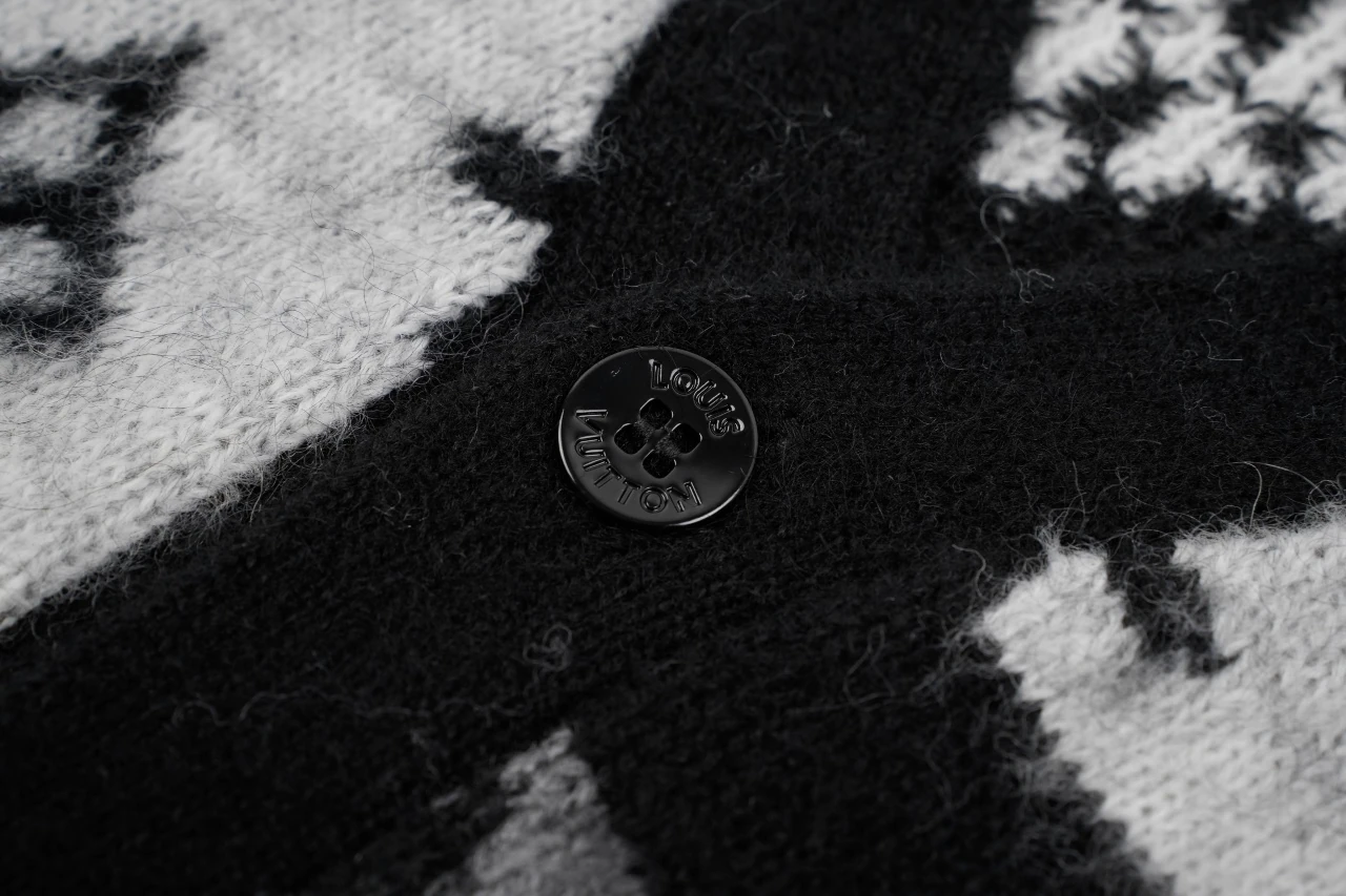 Louis Vuitton Black White Monogram Mohair Blend Cardigan product photo from LabelPicks