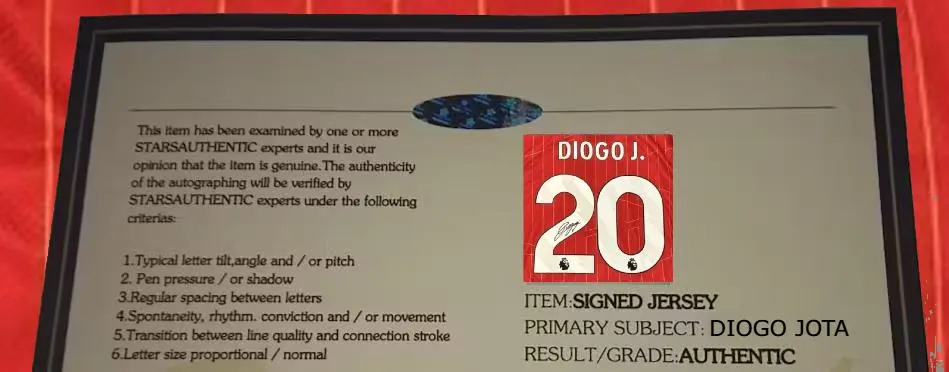 Diogo Jota SIGNED Liverpool 20/21 DEBUT Home Jersey/Shirt - COA - 2020