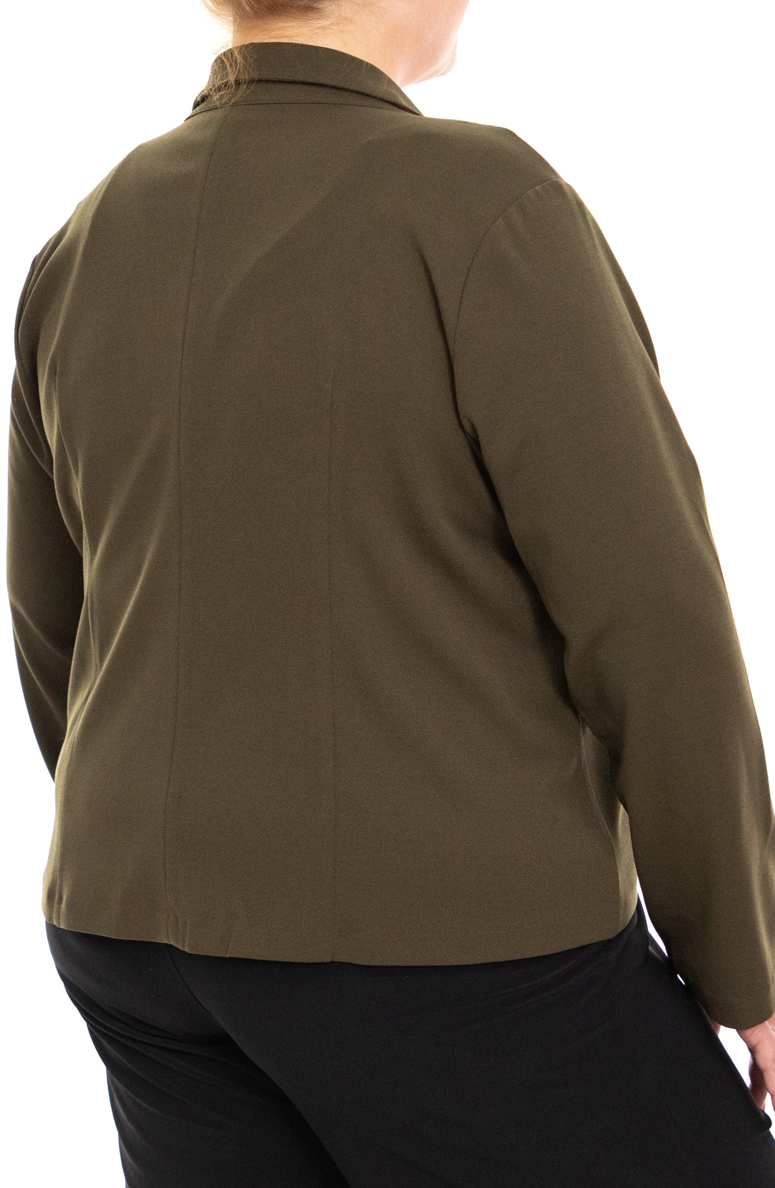 Nina Leonard One Button Notch Lapel Crop Blazer