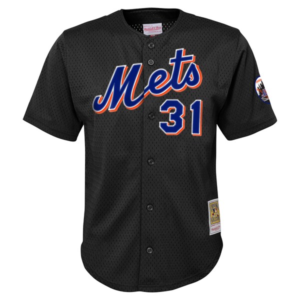 Mike Piazza New York Mets Youth Cooperstown Collection Mesh Batting Practice Jersey - Black