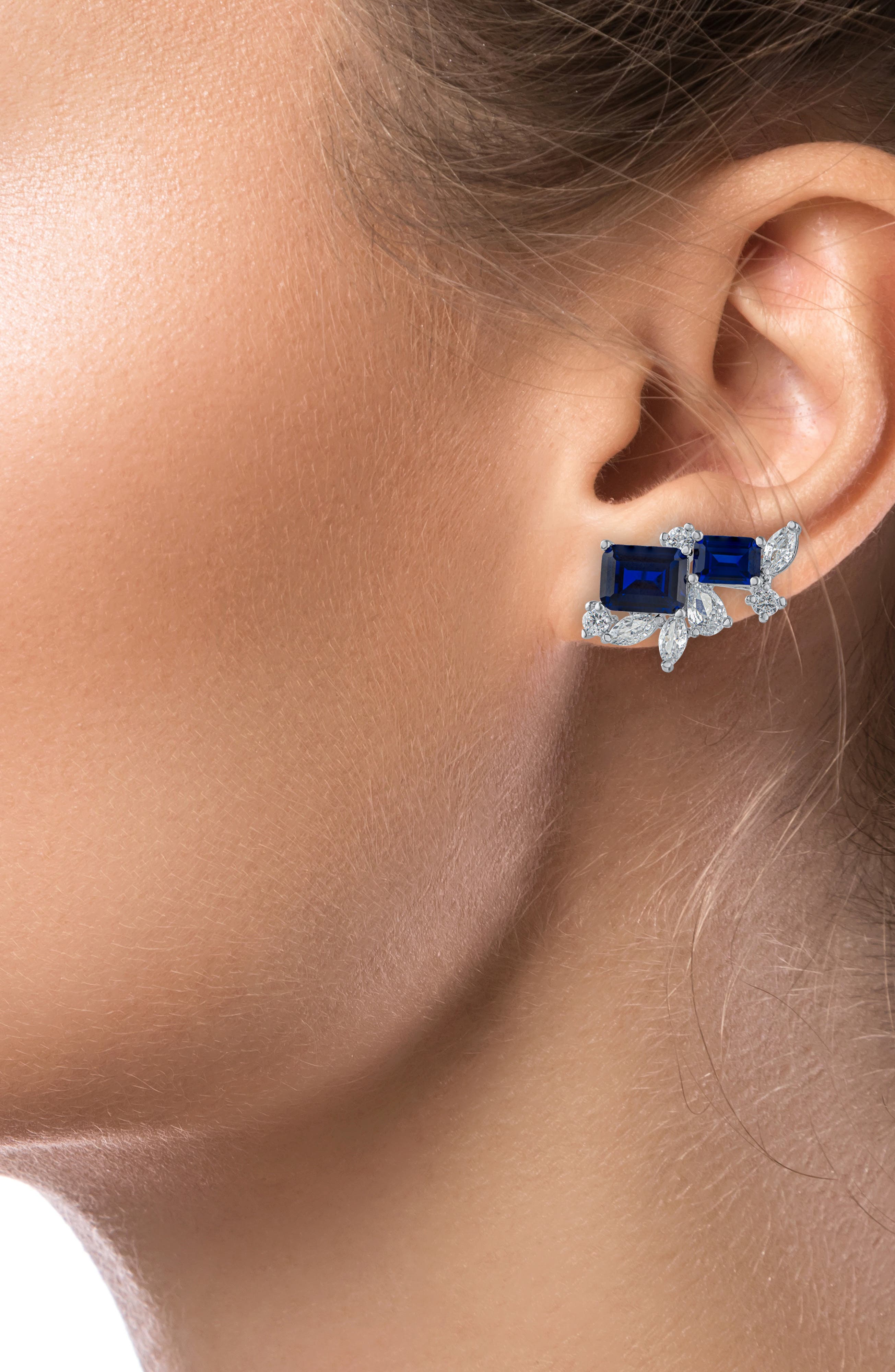 CZ by Kenneth Jay Lane Mixed Cubic Zirconia Cluster Stud Earrings
