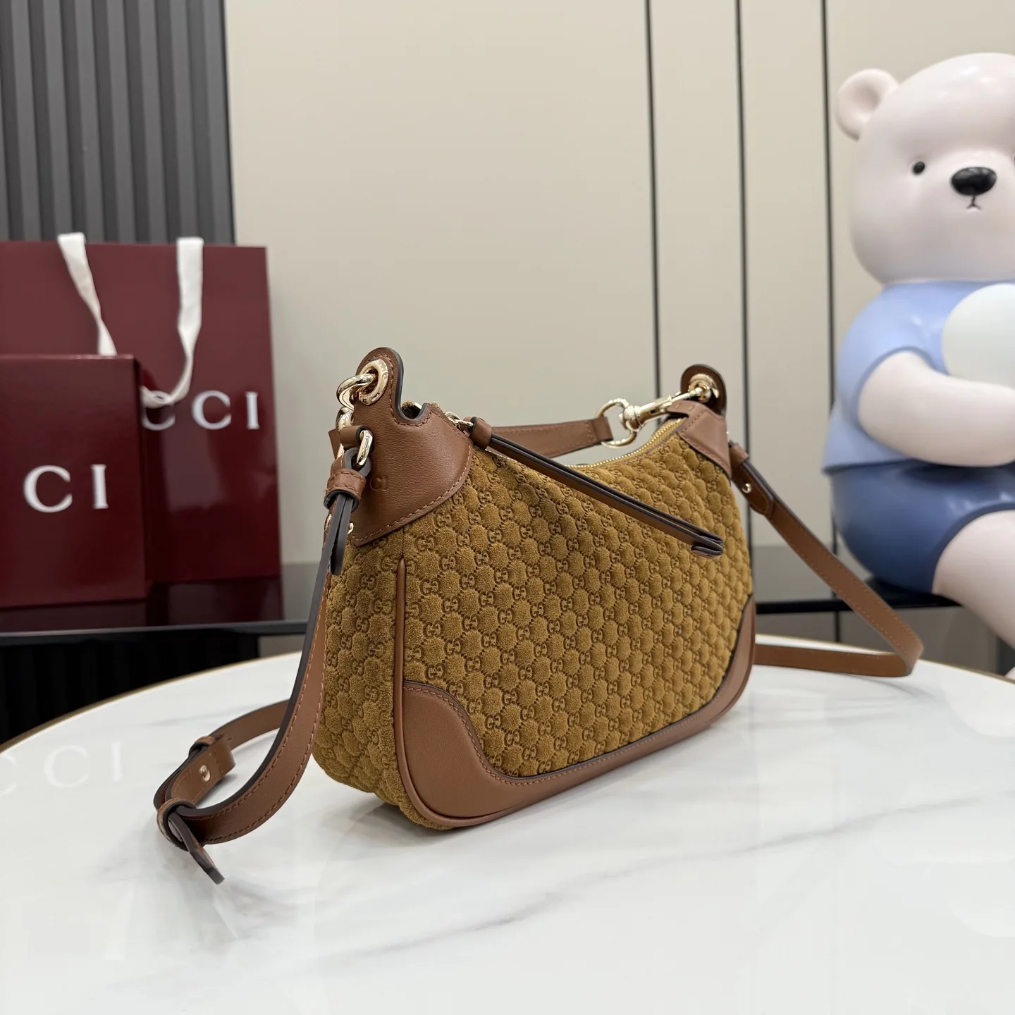 Gucci Suede Leather Crossbody Bag product photo from LabelPicks