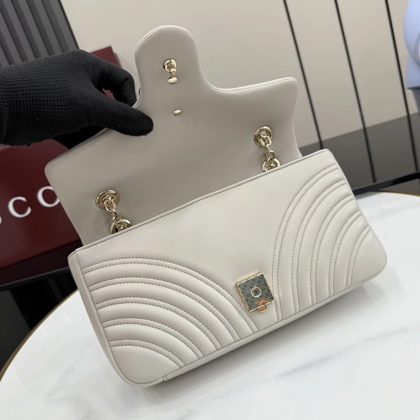 Gucci Marmont Grey GG Supreme Canvas Shoulder Bag product photo from LabelPicks