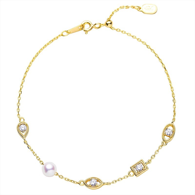 925 sterling silver irregular geometric pearl bracelet, French-style, chic and elegant, 18k gold-plated jewelry