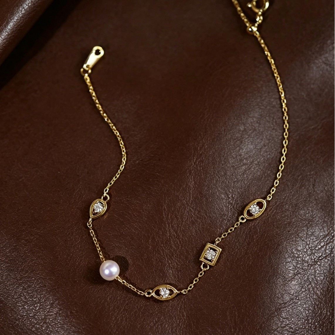 925 sterling silver irregular geometric pearl bracelet, French-style, chic and elegant, 18k gold-plated jewelry