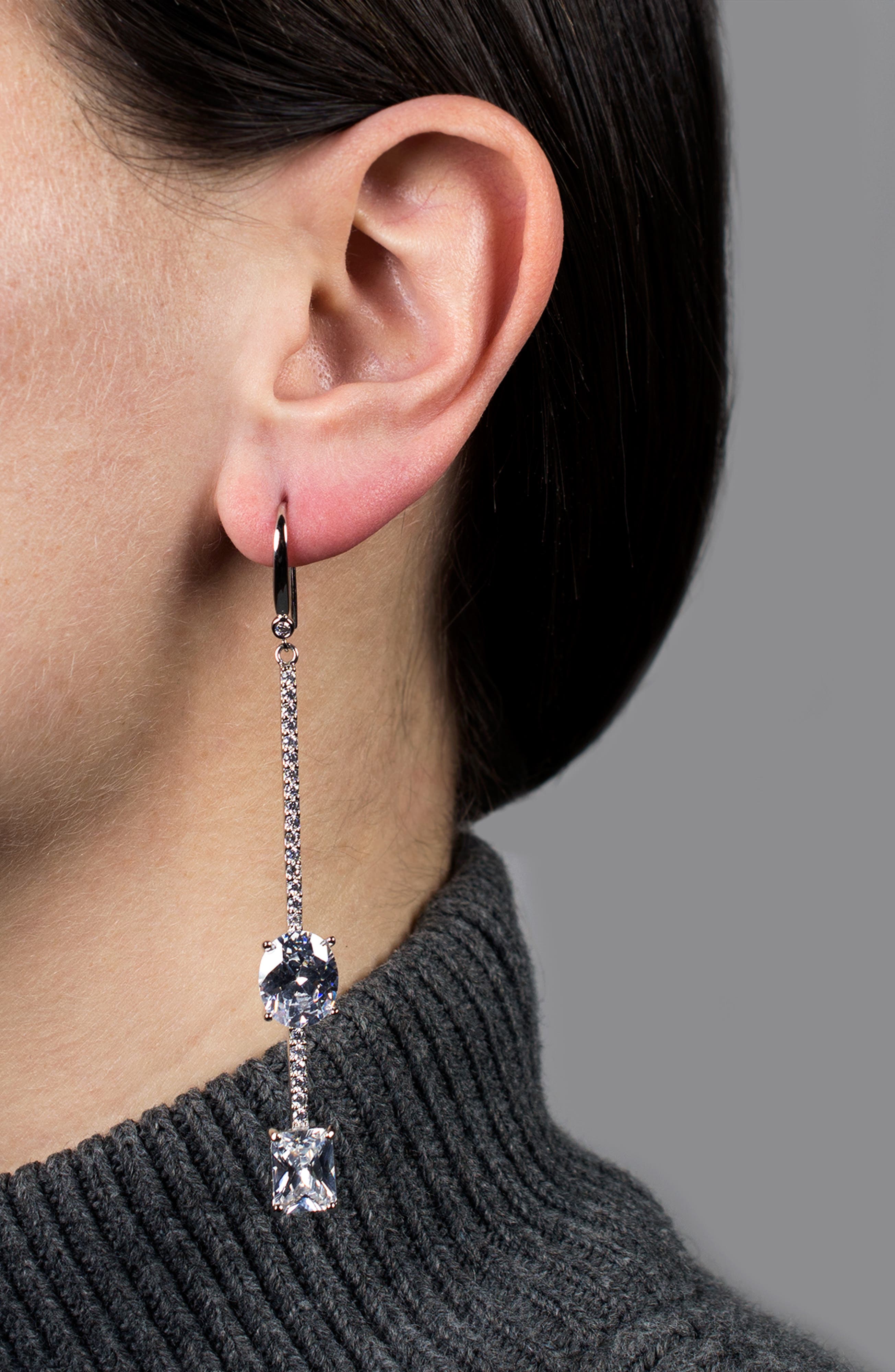 CZ by Kenneth Jay Lane Cubic Zirconia Linear Drop Earrings