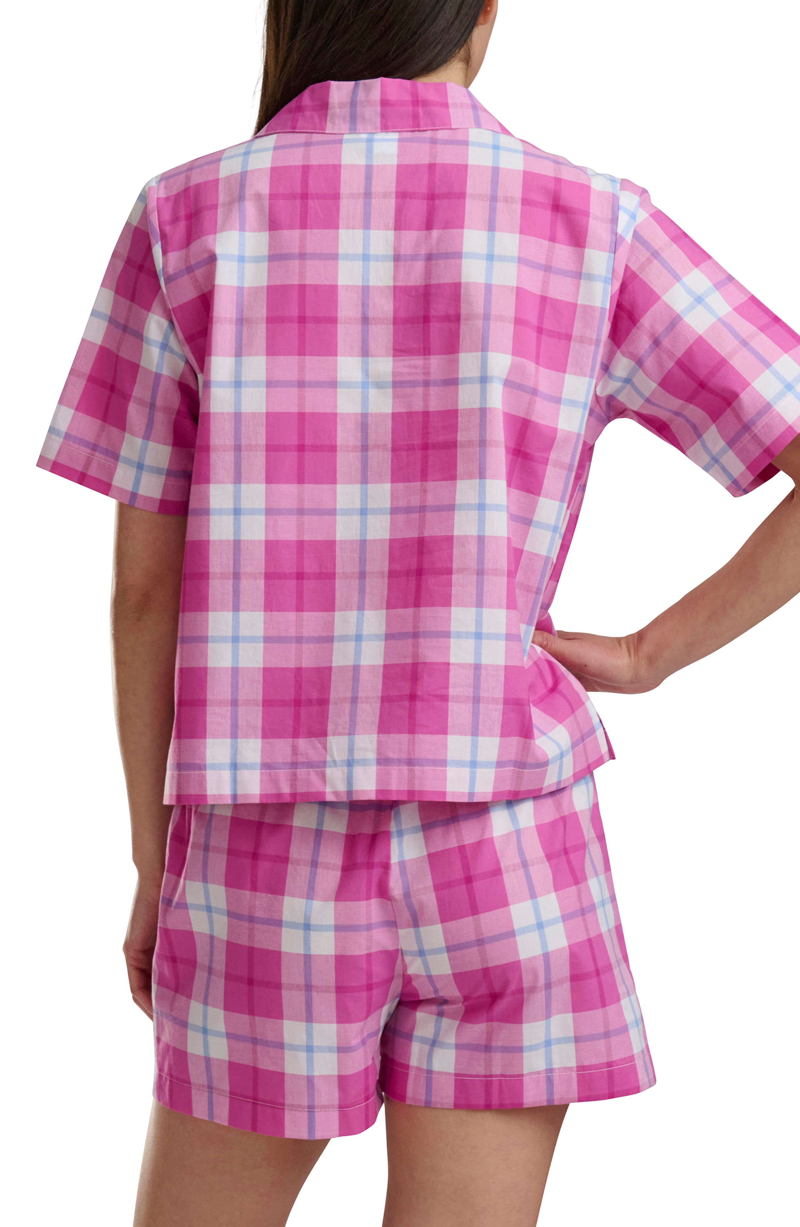 Splendid Plaid Short Sleeve Notch Top and Boxer Pajamas