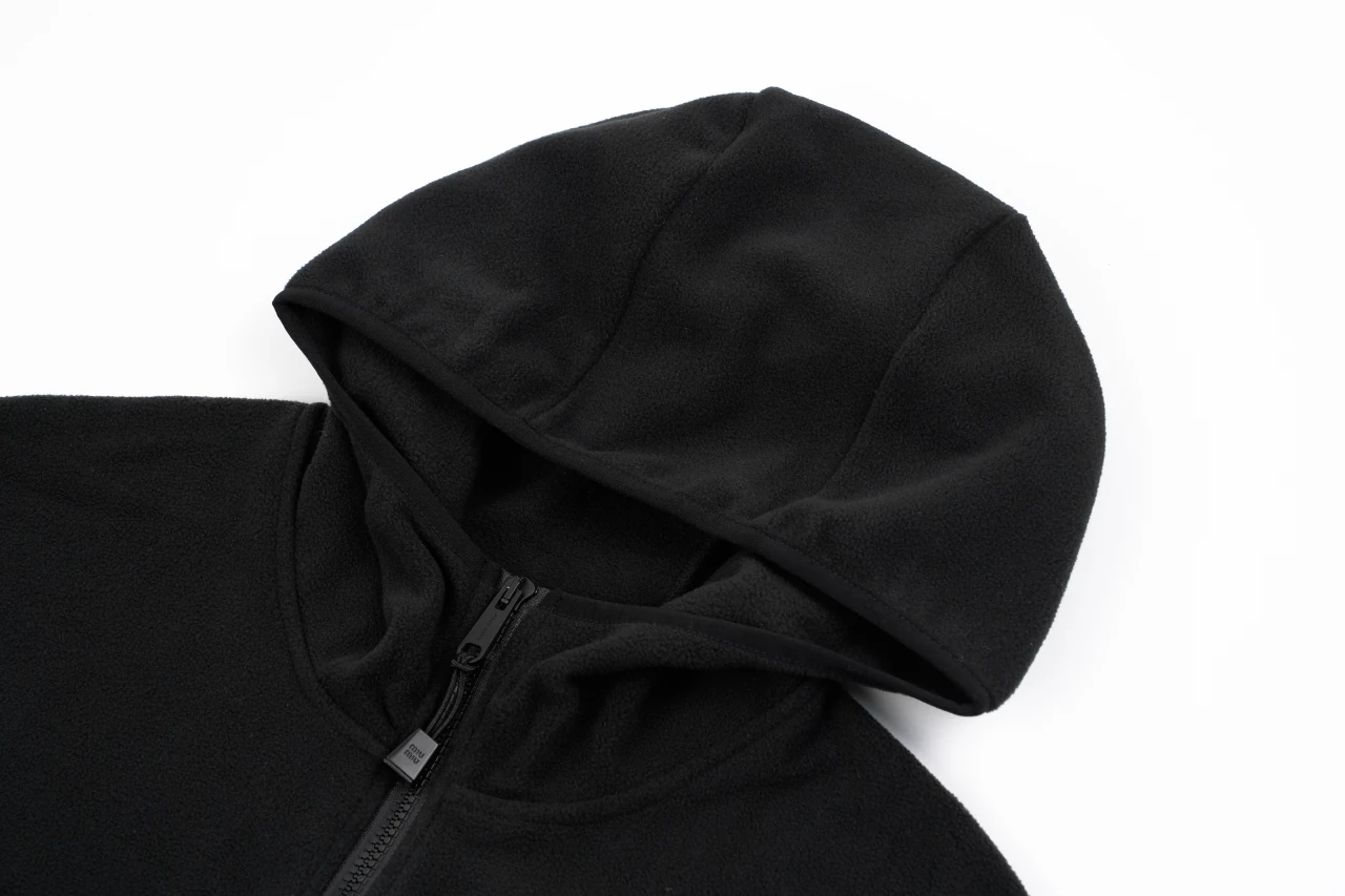 Miu Miu Black Embroidered Fleece Hooded Jacket product photo from LabelPicks
