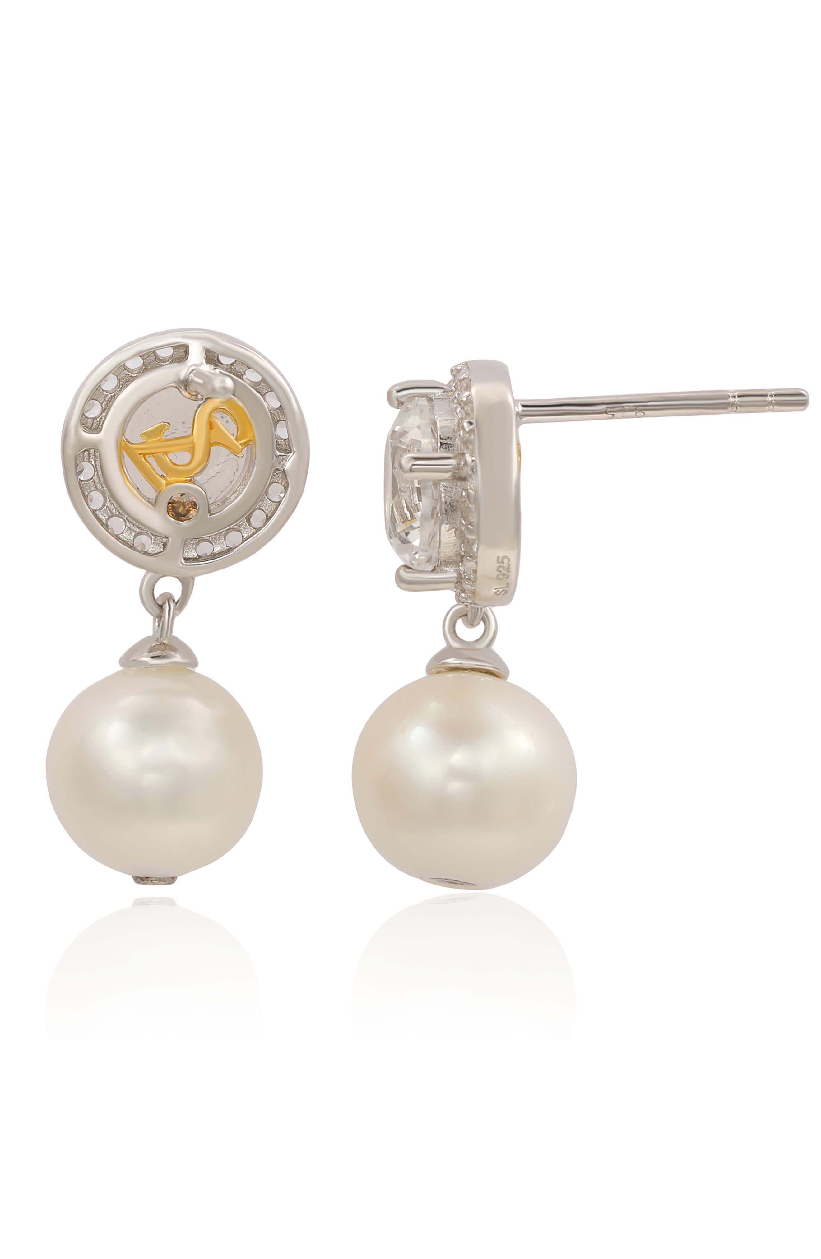 SUZY LEVIAN Sterling Silver Freshwater Pearl Drop Earrings