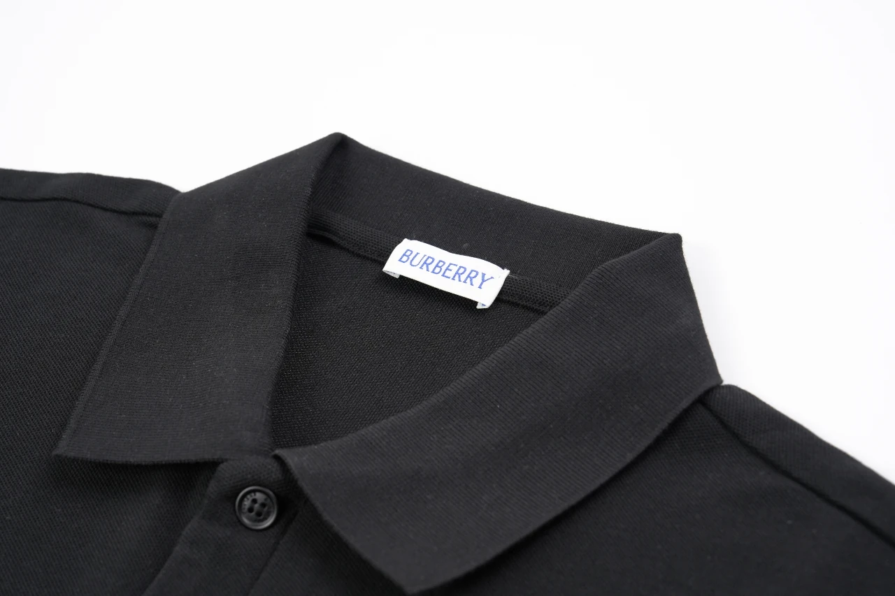 Burberry Black Stripe Equestrian Knight Embroidered Polo Shirt product photo from LabelPicks