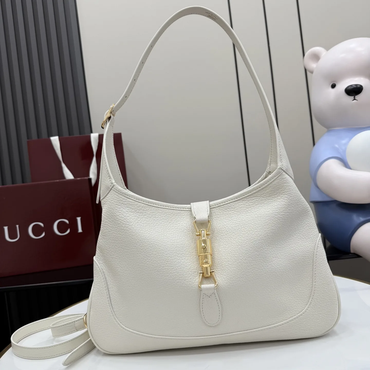 Gucci White Jackie Grained Leather Shoulder Bag product photo from LabelPicks