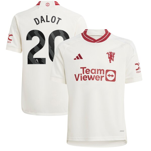Diogo Dalot Manchester United adidas Youth 2023/24 Third Replica Player Jersey - White