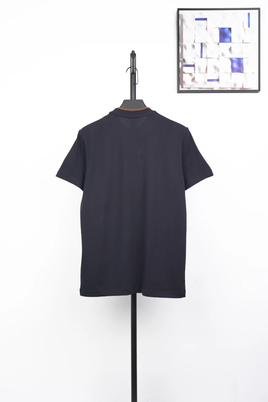 Moncler Navy Brown Contrast-Collar Embroidered T-Shirt product photo from LabelPicks