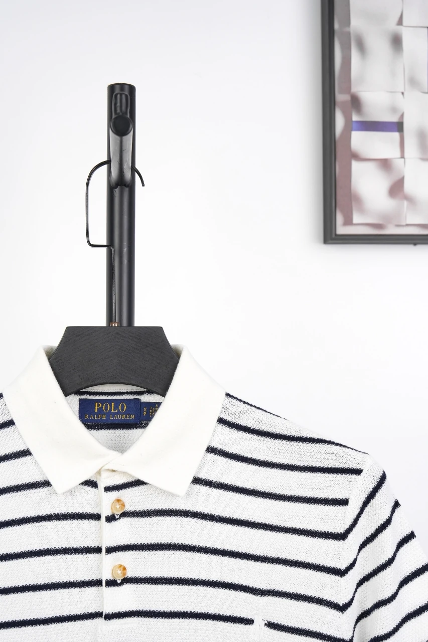 Ralph Lauren White Stripe Pony Embroidered Linen Polo Shirt product photo from LabelPicks