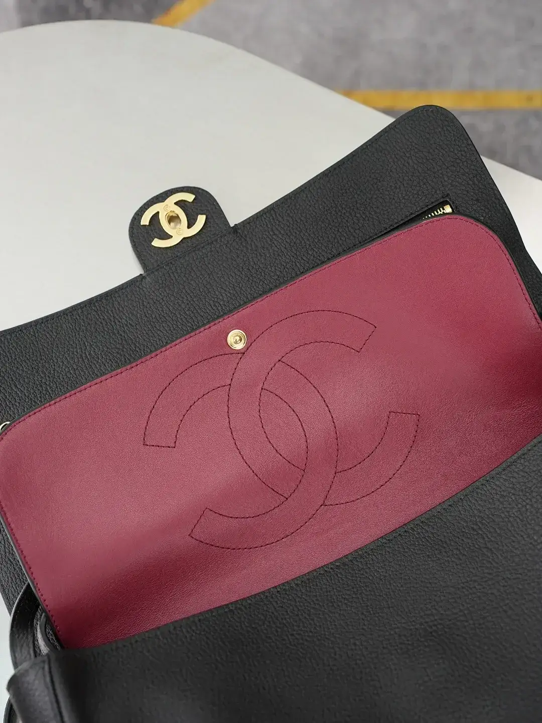 Chanel Classic Flap Black Grained Leather Shoulder Bag product photo from LabelPicks