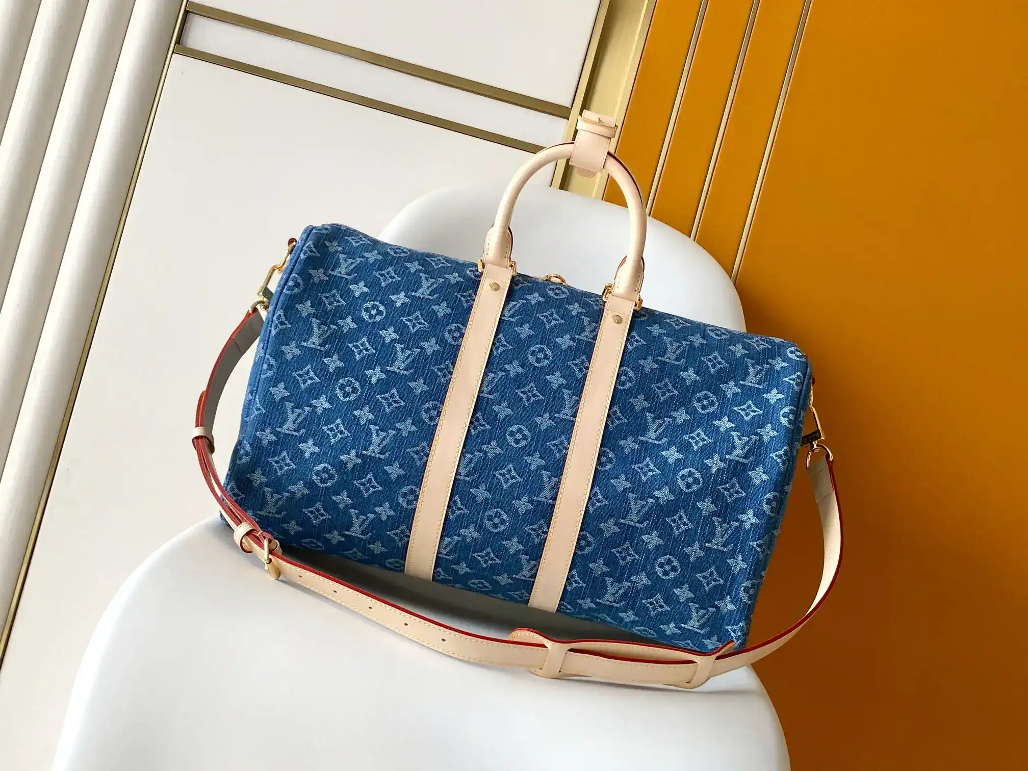 Louis Vuitton Keepall Blue Calfskin Tote Bag product photo from LabelPicks