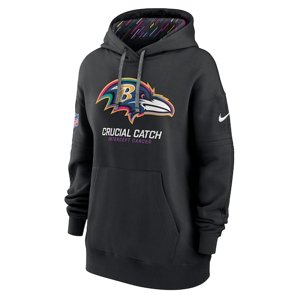 Baltimore Ravens Nike Women's 2024 NFL Crucial Catch Club Pullover Hoodie - Black