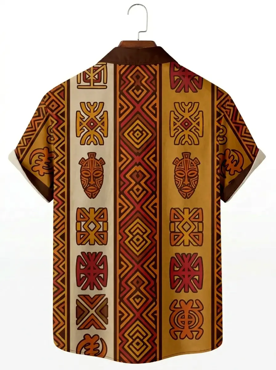 Men's printed shirts African Tribal Pattern Hawaiian Shirt