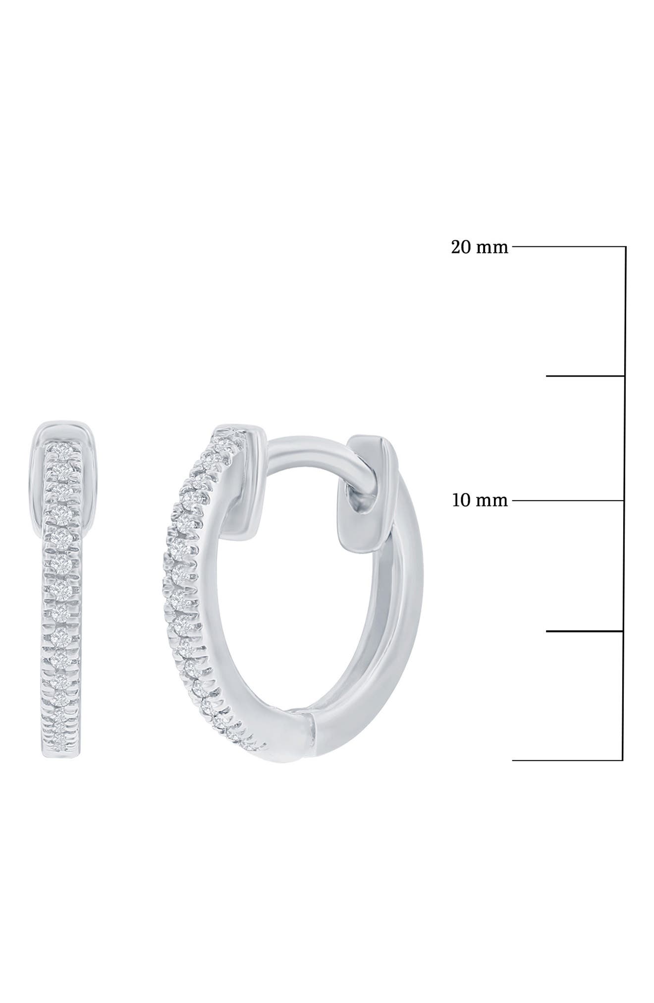 SIMONA Sterling Silver Pavé Diamond Huggie Hoop Earrings - 0.06ct.