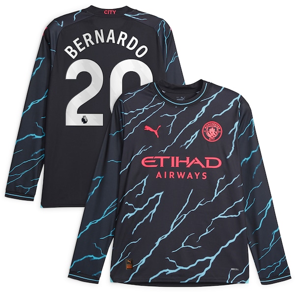 Bernardo Silva Manchester City Puma 2023/24 Third Long Sleeve Replica Player Jersey - Navy