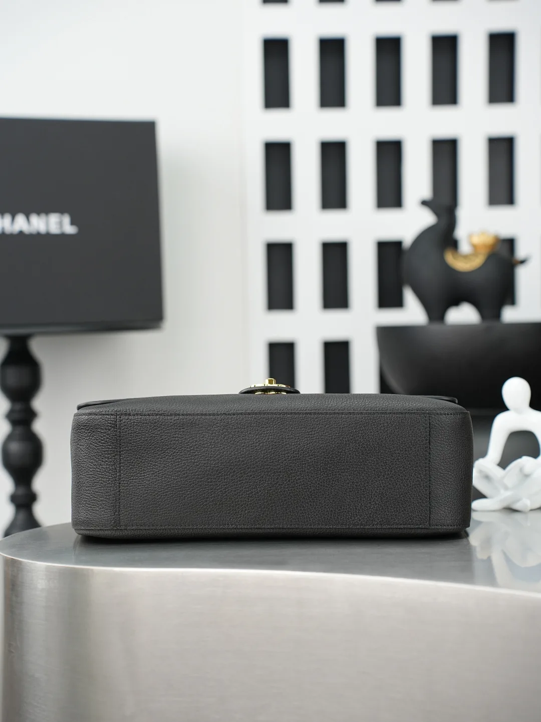 Chanel Classic Flap Black Grained Leather Shoulder Bag product photo from LabelPicks